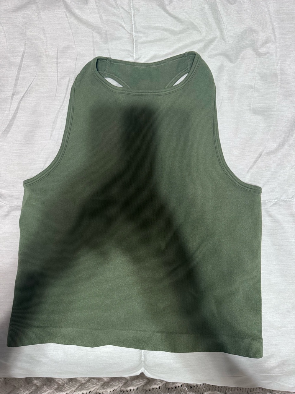 Olive Green Sleeveless Ribbed Tank Top
